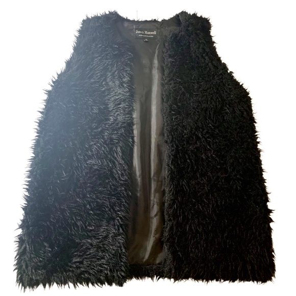 jason maxwell Jackets & Blazers - BLACK LONG FAUX FUR (really soft) VEST!